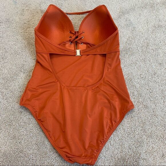 Niptuk Laceup one piece swimsuit burnt orange Sz CAN10/US8 - Picture 2 of 8